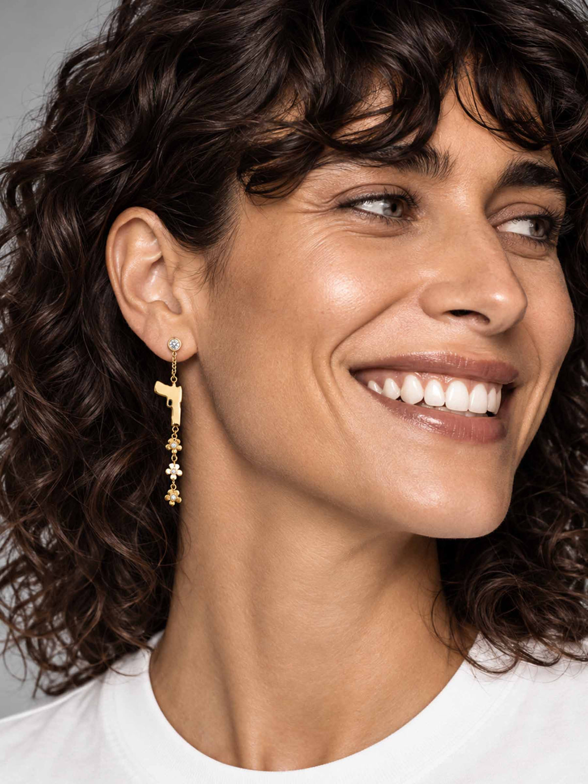 FLOWER GUN – Single Diamond Ear Jacket in 18-Karat Gold