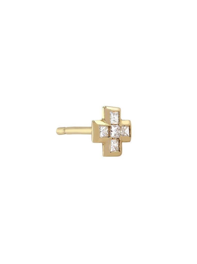 Positive Two - Single Stud with square diamonds