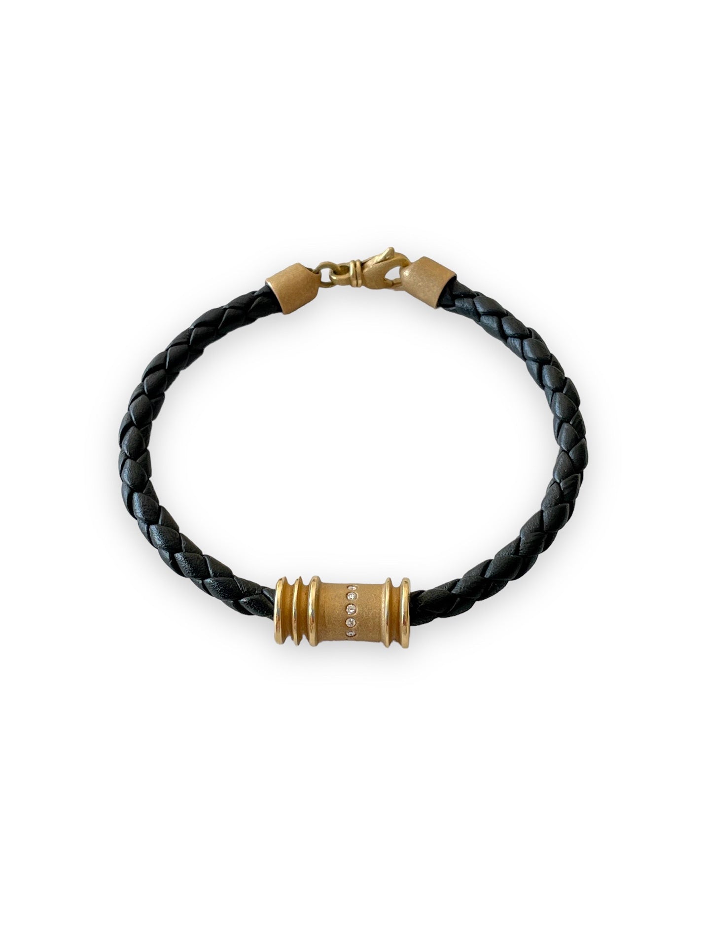 Mr. Grey - Heavy solid gold and leather bracelet