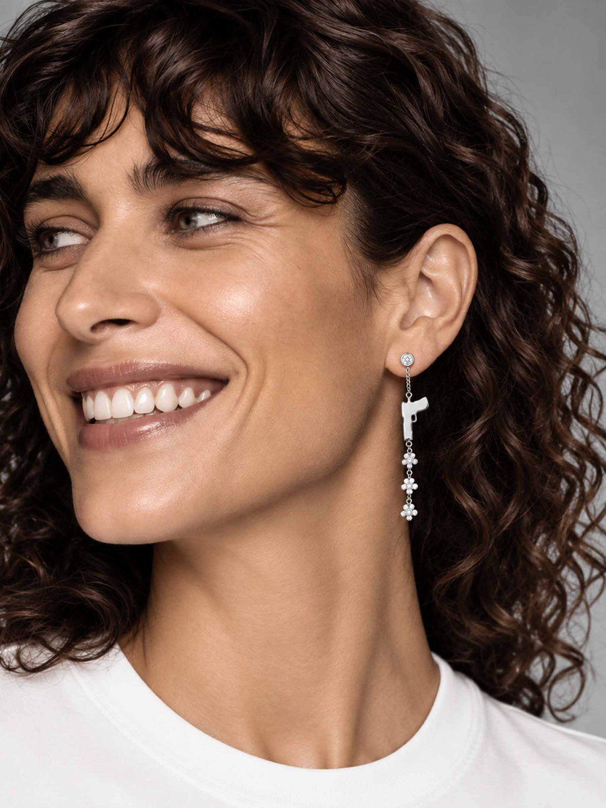 FLOWER GUN – Single Diamond Ear Jacket in 18-Karat Gold