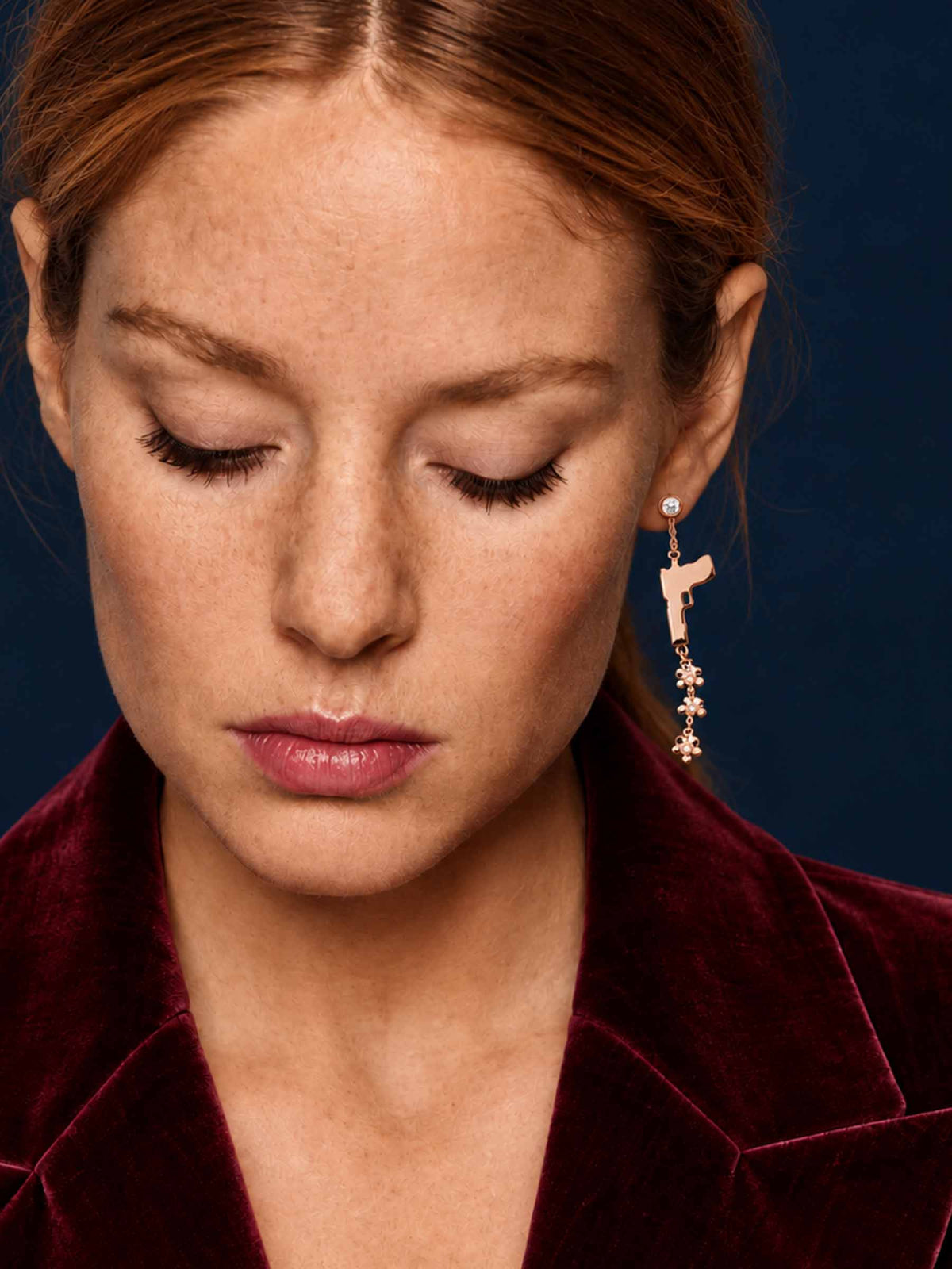 FLOWER GUN – Single Diamond Ear Jacket in 18-Karat Gold