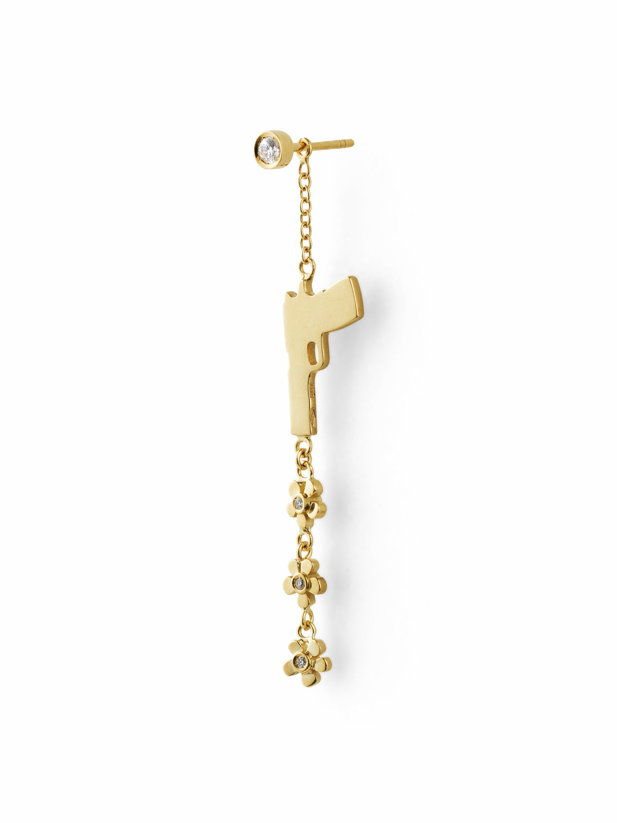 FLOWER GUN – Single Diamond Ear Jacket in 18-Karat Gold