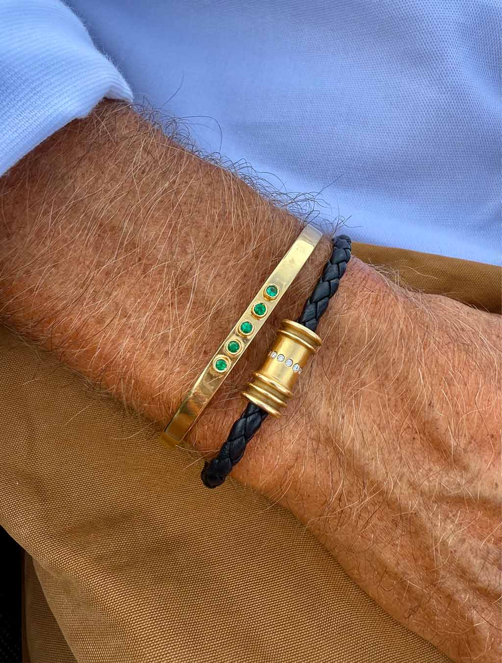 Mr. Grey - Heavy solid gold and leather bracelet