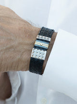 Embracelet woven black with 18k gold buckle